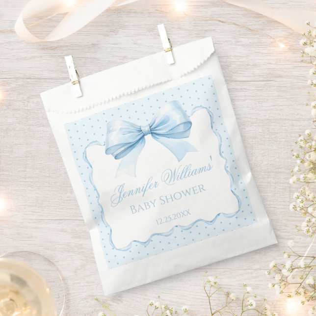 Sachets En Papier Bleu ruban polkadot bébé garçon douche (Coupé)