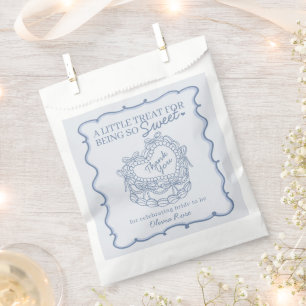 Sachets En Papier Bleu Ruban Rétro Cœur Coquette Gâteau Baby Shower 