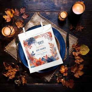 Sachets En Papier Bleu   Terracotta Oh Boy Fall Baby shower Floral