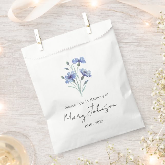 Sachets En Papier Bleuet | Simple pochette de graines Obsèques  (Coupé)