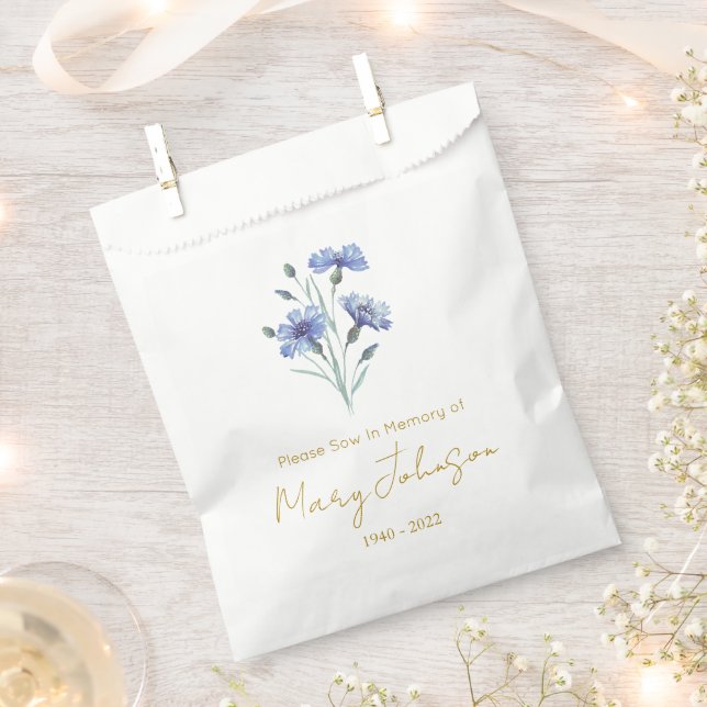 Sachets En Papier Bleuet | Simple pochette de graines Obsèques  (Coupé)