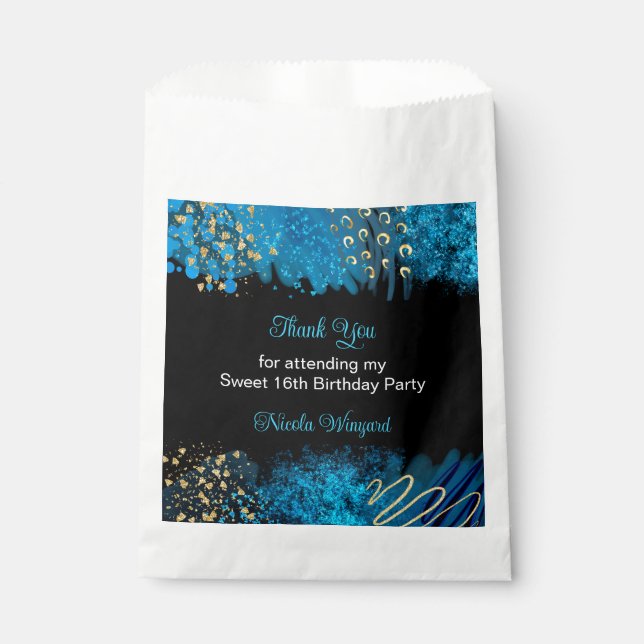 Sachets En Papier Blue Alcohol Enk Sweet 16 Anniversaire (Devant)