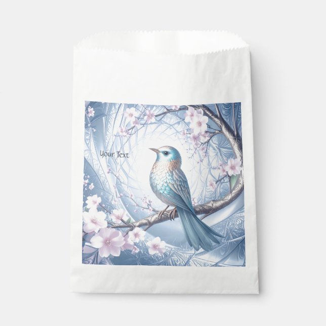 Sachets En Papier Blue Bird Floral Favor Bags (Devant)
