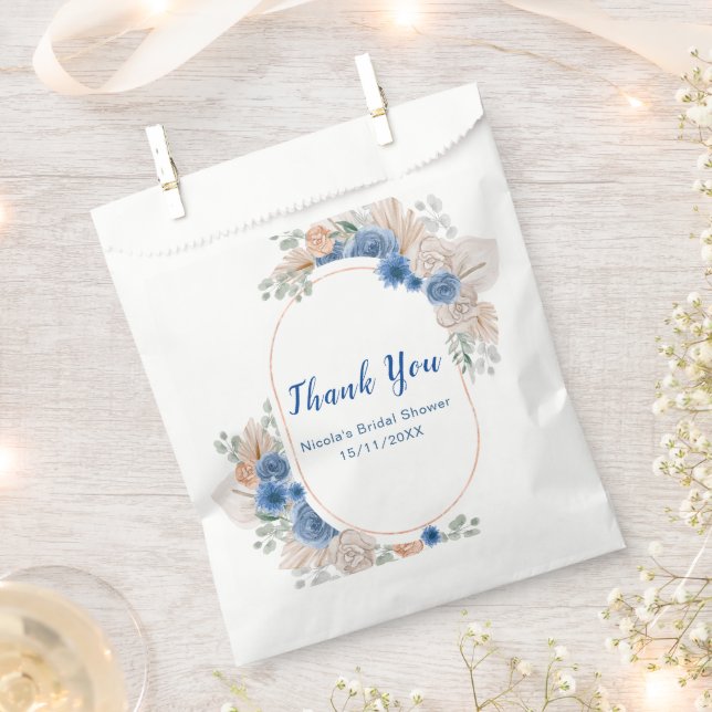 Sachets En Papier Blue Boho Pampas Grass Bridal Shower (Coupé)