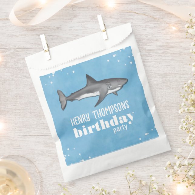 Sachets En Papier Blue Boys Birthday Party Sharks Custom (Coupé)