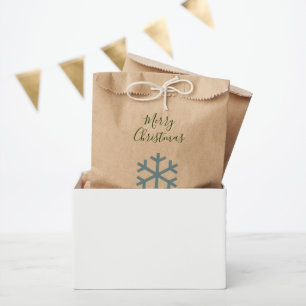 Sachets En Papier Blue Christmas Snowflake Kraft