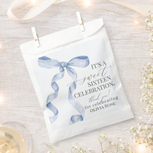 Sachets En Papier Blue Coquette Bow Sweet 16 Anniversaire de fête De