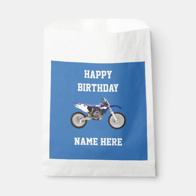 Sachets En Papier Blue Dirt Vélo Anniversaire Fête Cadeau Favoriser  (Devant)
