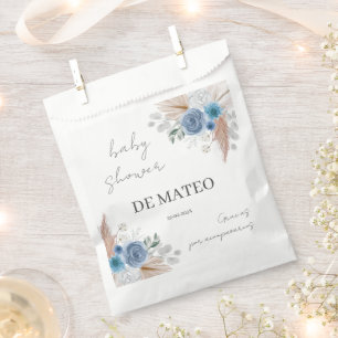 Sachets En Papier Blue Floral Baby shower espagnol garçon