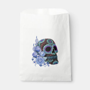 Sachets En Papier Blue Floral Black Sugar Skull Jour des morts