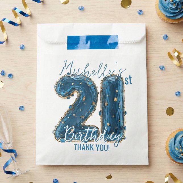 Sachets En Papier Blue Gold Jewel Agate Glam 21st Birthday Party (Créateur téléchargé)