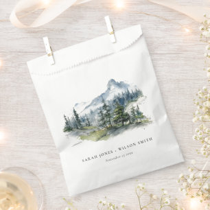 Sachets En Papier Blue Green Woods Mountain Paysage Mariage de croqu