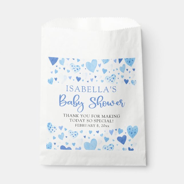 Sachets En Papier Blue Hearts Valentine Sweetheart Baby shower (Devant)