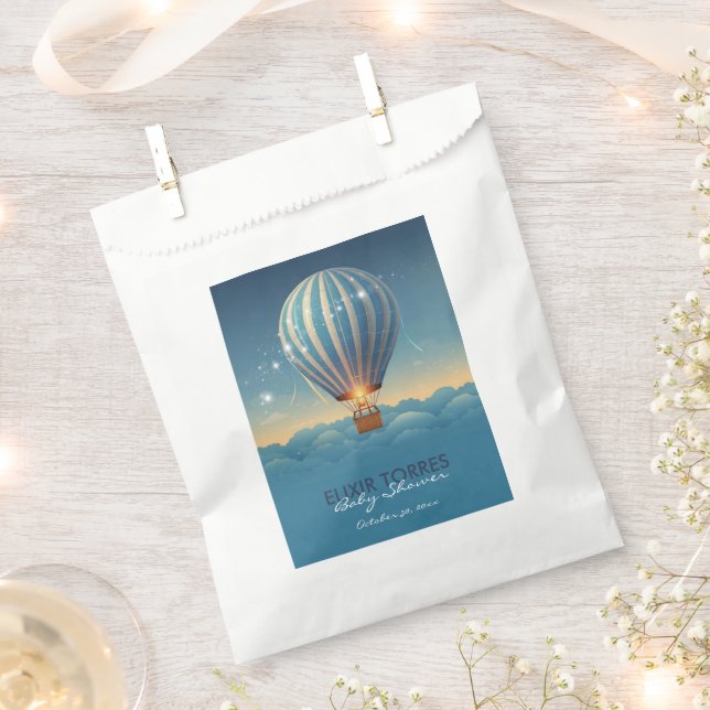 Sachets En Papier Blue Hot Air Balloon Adventure Attend Baby shower (Coupé)