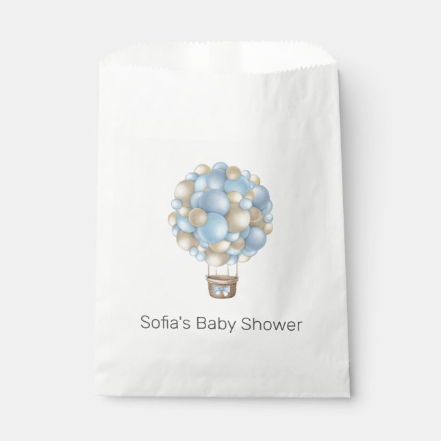 Sachets En Papier Blue Hot Air Balloon Boy Baby shower (Devant)