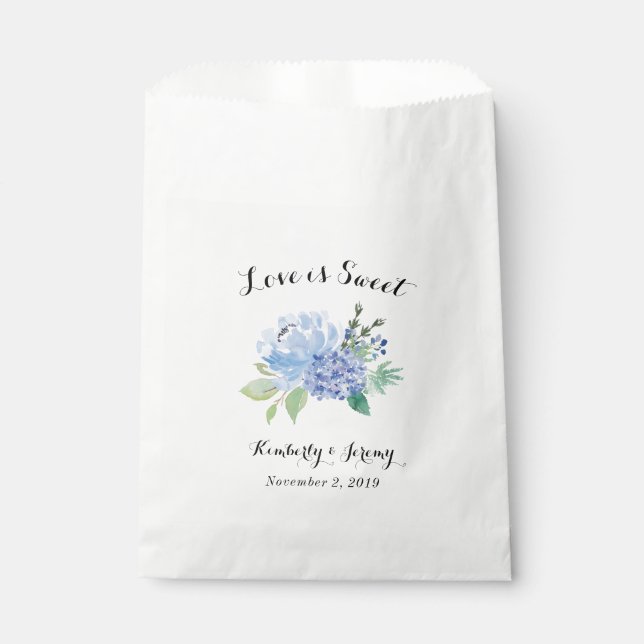 Sachets En Papier Blue Hydrangea Floral Mariage Favor Sac (Devant)