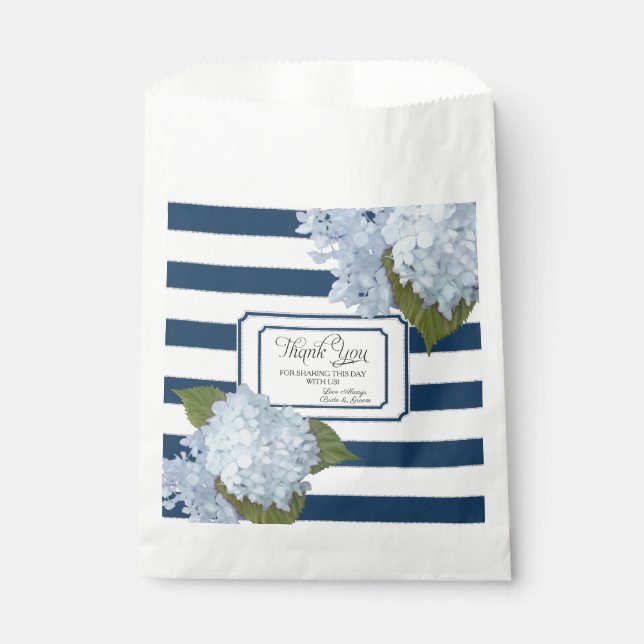 Sachets En Papier Blue Hydrangea Garden Floral Navy Merci blanc (Devant)