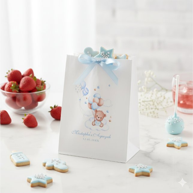 Sachets En Papier Blue Islamic Aqiqah Boy Favor Bags (Créateur téléchargé)