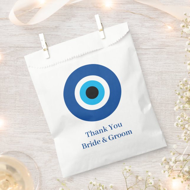 Sachets En Papier Blue Mati Evil Eye personnalisé mariage Favoriser  (Coupé)