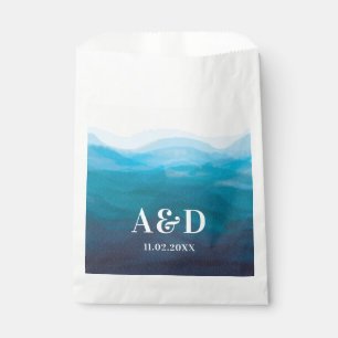 Sachets En Papier Blue Ocean Waves Aquarelle Mariage Treat Sack