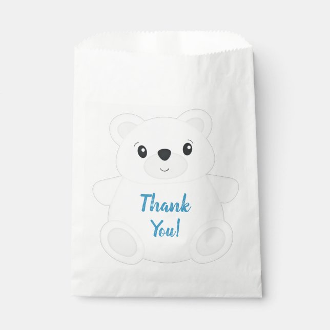 Sachets En Papier Blue Polar Bear Anniversaire (Devant)