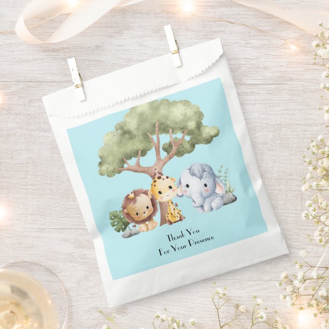 SACHETS EN PAPIER BLUE SAFARI BABY SHOWER (Coupé)