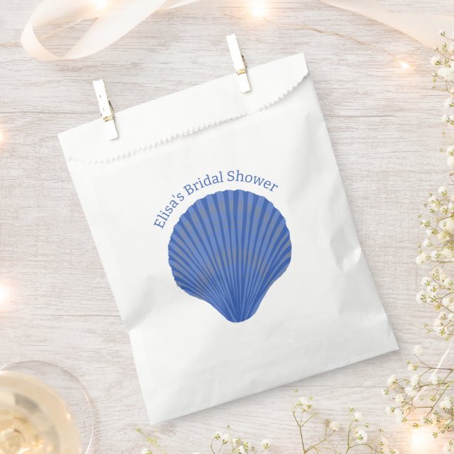 Sachets En Papier Blue Seashells CUSTOM Beach Bridal Douche (Coupé)