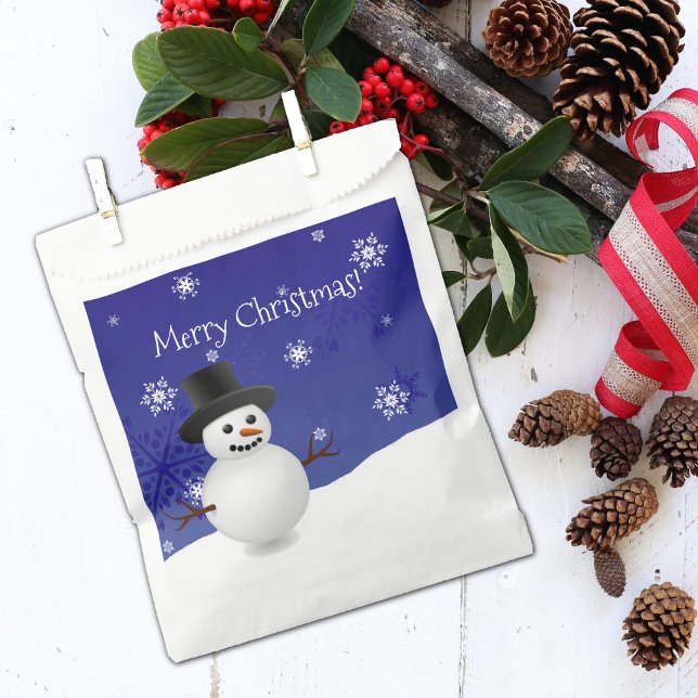 Sachets En Papier Blue Snowman Winter Scenery Noël Favoriser les sac (Blue Snowman winter Scenery Christmas Favor Bag)