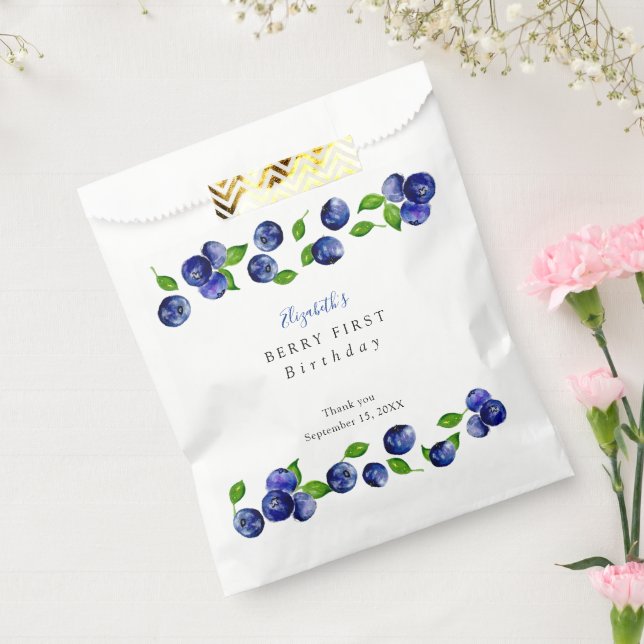 Sachets En Papier Blueberry Berry Premier Anniversaire Aquarelle mig (Scellé)