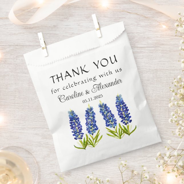 Sachets En Papier Bluebonnets Texas Floral Modern Chic Mariage (Coupé)
