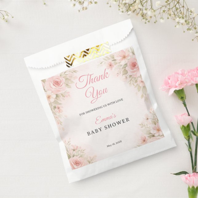 Sachets En Papier Blush Floral Baby in Bloom Thank You (Scellé)