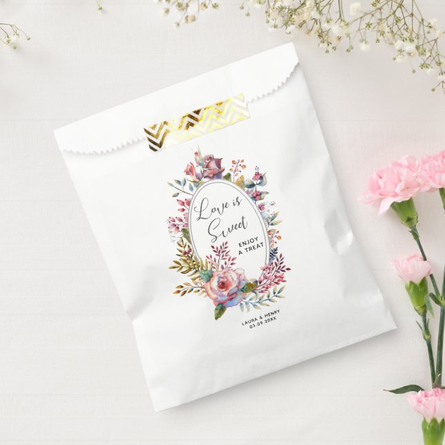 Sachets En Papier Blush Floral Wreath Love Is Sweet Mariage (Scellé)