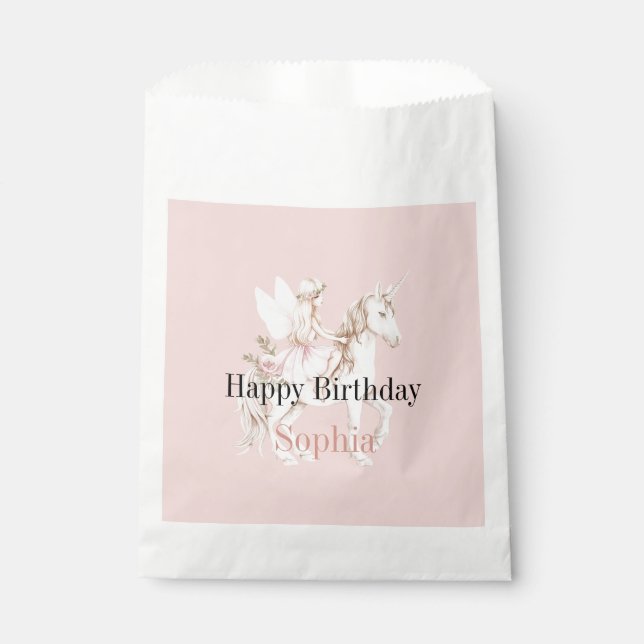 Sachets En Papier Blush Pink Cute Fairy Wings Dress Unicorn Birthday (Devant)