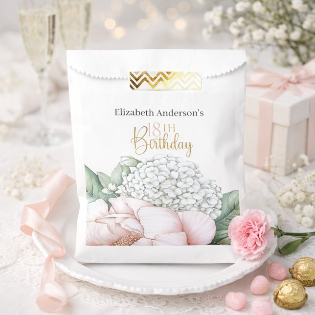 Sachets En Papier Blush Pink Peony Floral 18th Birthday  (Créateur téléchargé)