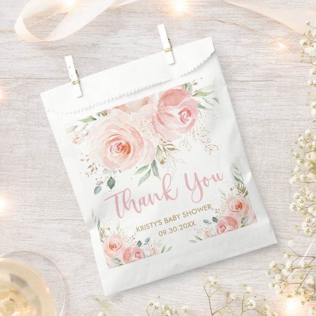 Sachets En Papier Blush rose Floral or Baby shower nuptiale Annivers (Coupé)