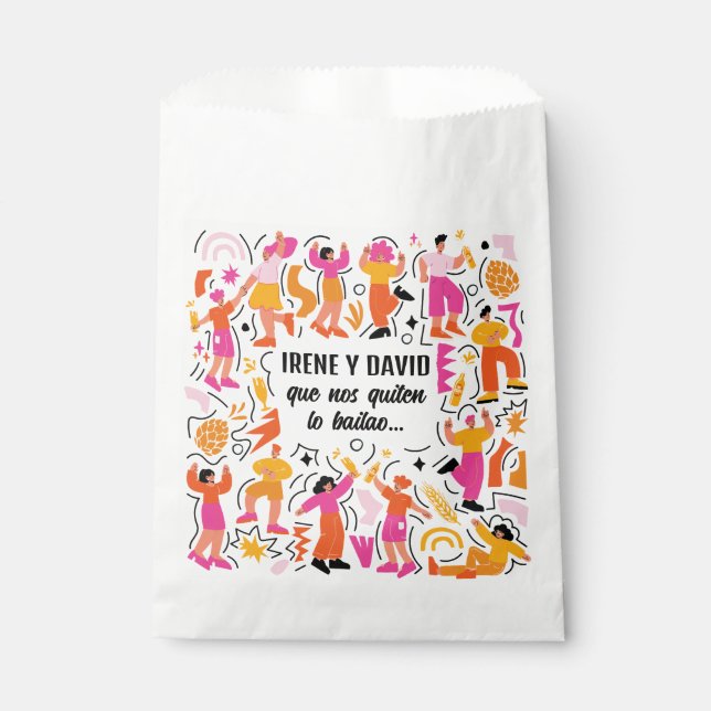 Sachets En Papier Boda Festivalera - Baile Disco - Naranja y Rosa (Devant)