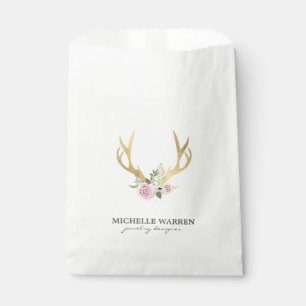 Sachets En Papier Bohème Antlers en or avec Fleurs