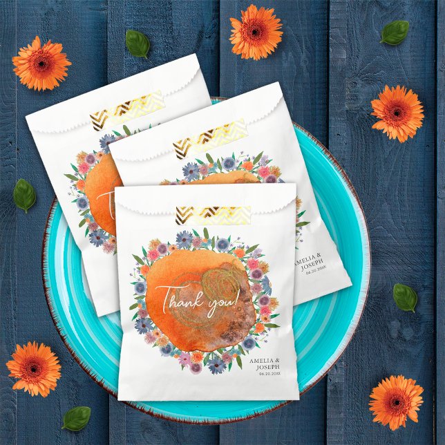 Sachets En Papier Bohème Bleu Boho Whimsical Fleur sauvage Mariage (Créateur téléchargé)