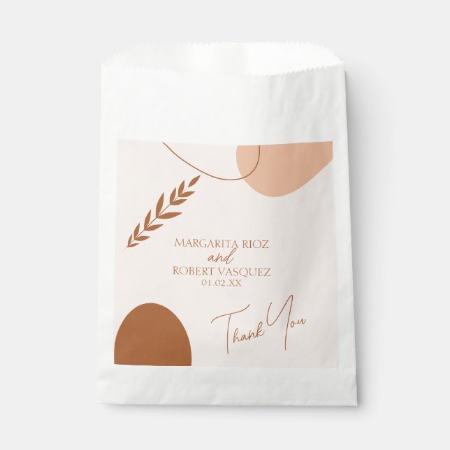 Sachets En Papier Bohemian Tan Brown Mariage Couples Merci (Devant)