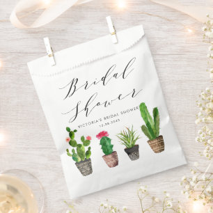 Sachets En Papier Boho Aquarelle Fête des mariées de cactus pointill