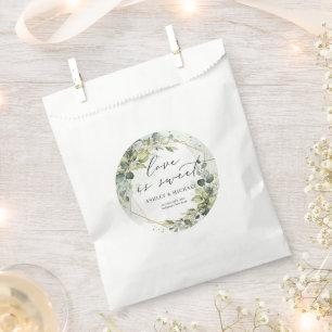 Sachets En Papier Boho aquarelle vert eucalyptus mariage