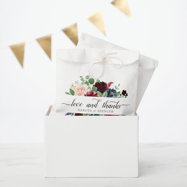 Sachets En Papier Boho Bloom | Rouge Bourgogne et bleu marine (Fête)