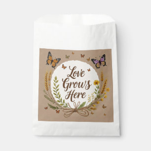 Sachets En Papier Boho Bohémien Fleurs sauvages, papillons, blé