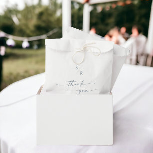 Sachets En Papier Boho Chic Ardoise Bleu Monogramme Mariage