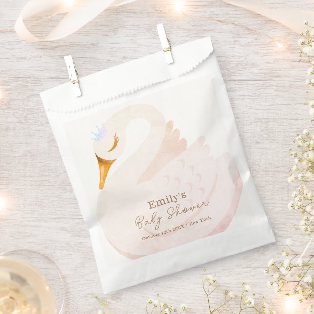 Sachets En Papier Boho Elegant Princess Swan Girl Baby shower (Coupé)