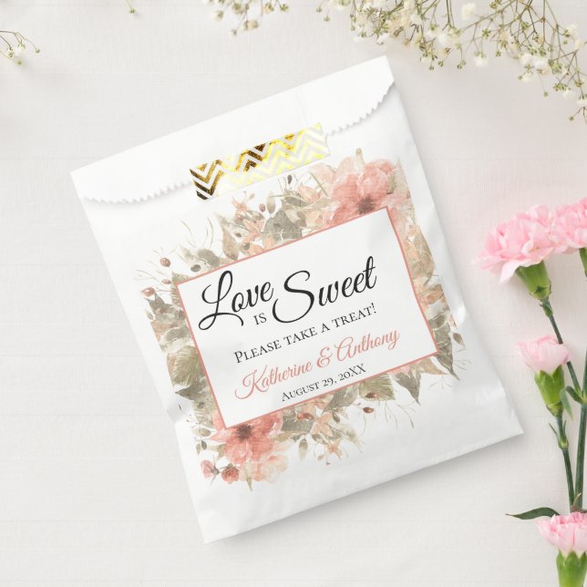 Sachets En Papier Boho Floral Mariage de mariage minimal Favor Sac (Scellé)