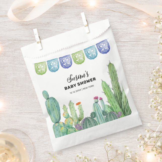 Sachets En Papier Boho Green Taco Fiesta Cactus Baby shower (Coupé)
