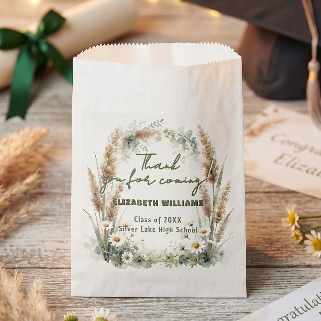 Sachets En Papier Boho Herbe des Pampas Marguerite Botanique Diplômé (Créateur téléchargé)