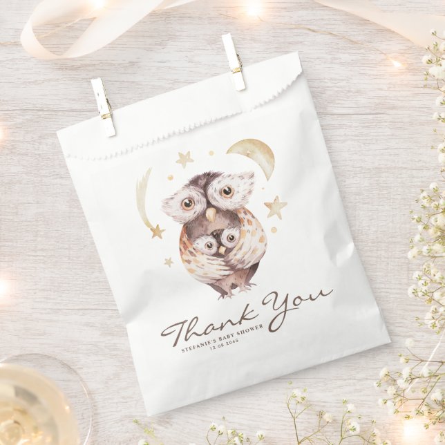 Sachets En Papier Boho maman et Baby Owl Baby shower Merci (Coupé)
