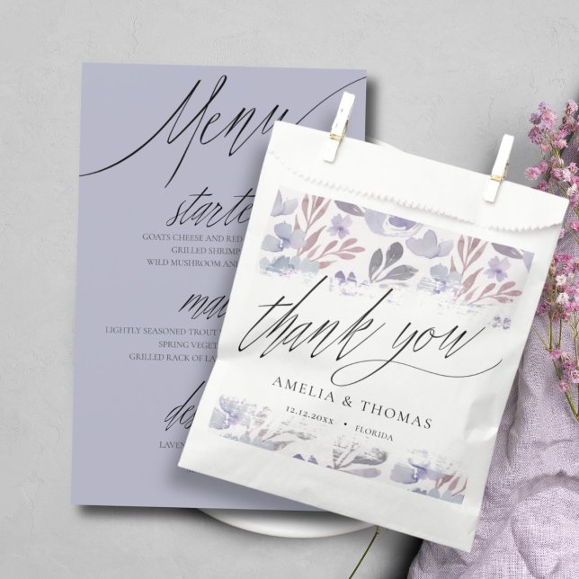 Sachets En Papier Boho Mariage Merci violet Floral (Créateur téléchargé)